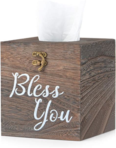 Wood & Metal Bless You Tissue Box Cover